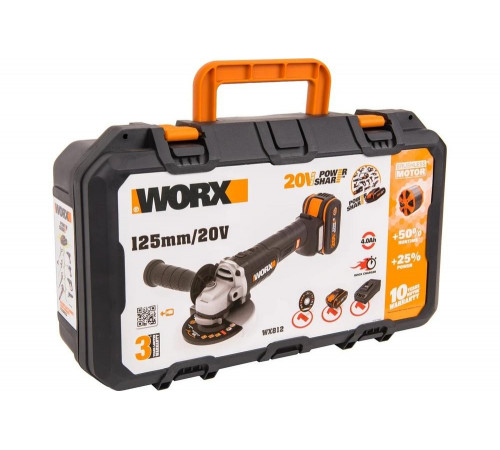 Бесщеточная аккумуляторная болгарка (ушм) WORX WX812