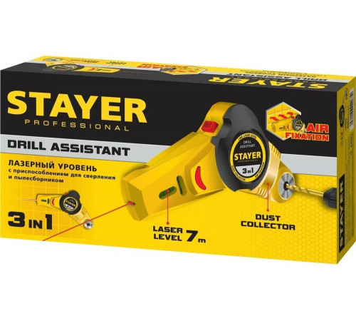 STAYER 7 м, точн. +/-1,5 мм/м, уровень с приспособлением для сверления 34987 STAYER 7 м, точн. +/-1,5 мм/м, уровень с приспособлением для сверления 34987