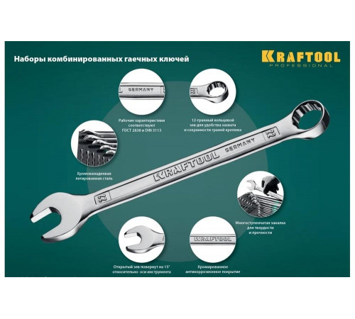 Набор комбинированных гаечных ключей KRAFTOOL 18 шт, 6 - 32 мм 27079-H18E