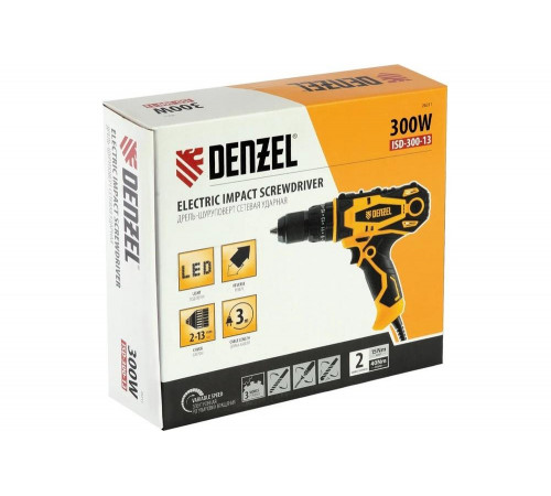 Сетевая ударная дрель-шуруповерт Denzel ISD-300-13 - мощный инструмент для профессиональной работы