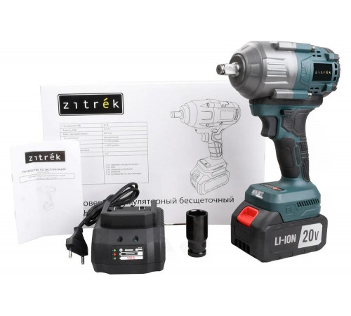 Гайковерт аккумуляторный бесщеточный Zitrek Crusher 20 PRO, 20В, 800 Нм, 1x4.0Ач 085-1019 Гайковерт аккумуляторный бесщеточный Zitrek Crusher 20 PRO, 20В, 800 Нм, 1x4.0Ач 085-1019