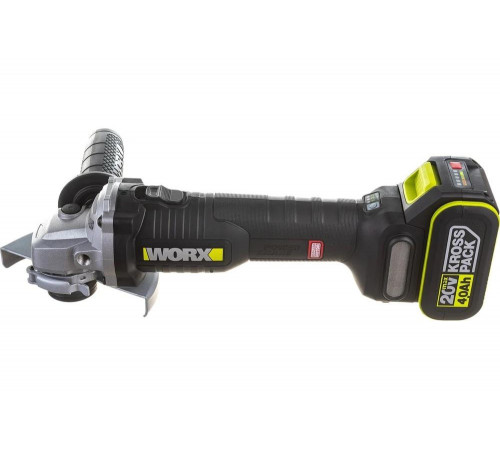 Угловая аккумуляторная бесщеточная шлифмашина WORX Professional WU809.1 20В, 125мм, 4Ач х2, ЗУ WU809.1