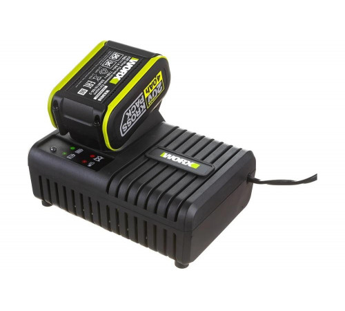 Угловая аккумуляторная бесщеточная шлифмашина WORX Professional WU809.1 20В, 125мм, 4Ач х2, ЗУ WU809.1