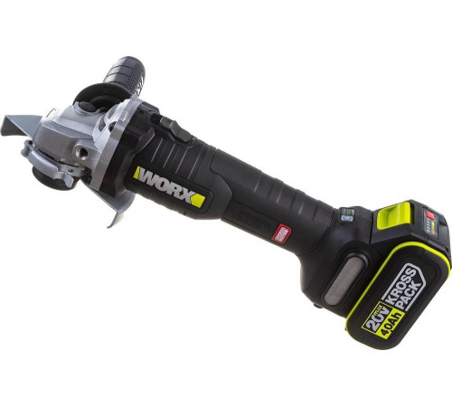 Угловая аккумуляторная бесщеточная шлифмашина WORX Professional WU809.1 20В, 125мм, 4Ач х2, ЗУ WU809.1