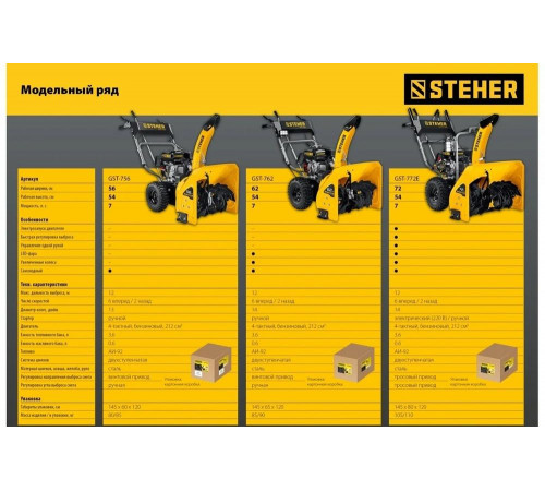 Бензиновый снегоуборщик STEHER Extrem 56 см GST-756 Бензиновый снегоуборщик STEHER Extrem 56 см GST-756