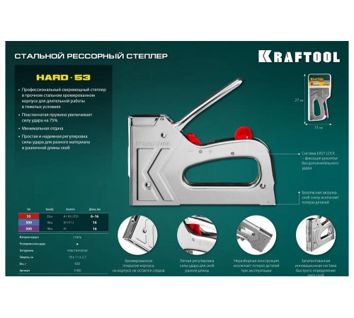 KRAFTOOL скобы тип 53, 300, 500, степлер для скоб 3-в-1 GRAND-53 3180 KRAFTOOL скобы тип 53, 300, 500, степлер для скоб 3-в-1 GRAND-53 3180