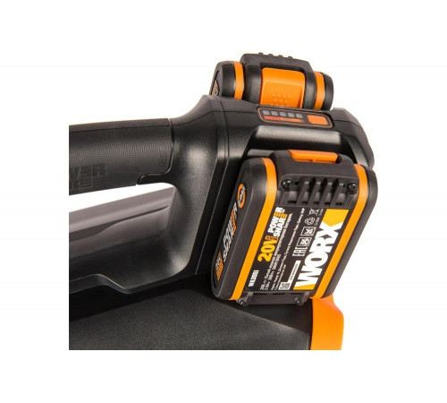 Аккумуляторная бесщеточная воздуходувка WORX 40В, 2х2.0 Ач, двойное ЗУ 2x2A WG584E Аккумуляторная бесщеточная воздуходувка WORX 40В, 2х2.0 Ач, двойное ЗУ 2x2A WG584E