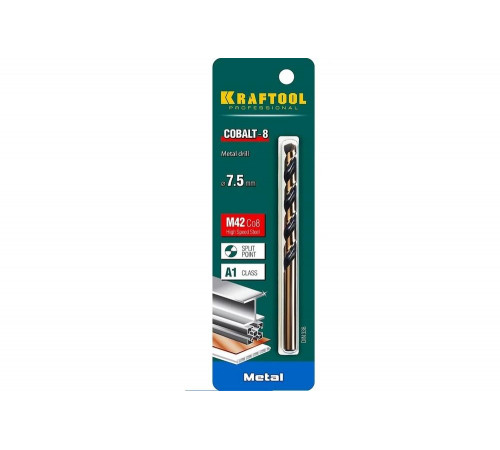 KRAFTOOL Ø 7.5 х 117 мм, HSS-Co (8%), класс A, сверло по металлу 29656-7.5 Pro KRAFTOOL Ø 7.5 х 117 мм, HSS-Co (8%), класс A, сверло по металлу 29656-7.5 Pro