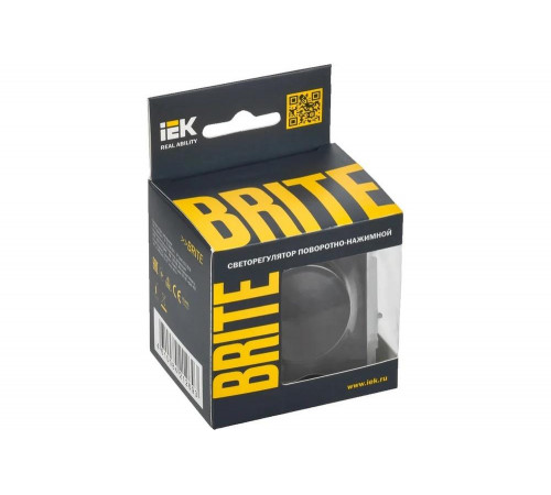 Поворотно-нажимной светорегулятор IEK Brite сс10-1-0-брч 600вт, черный BR-D20-0600-K02