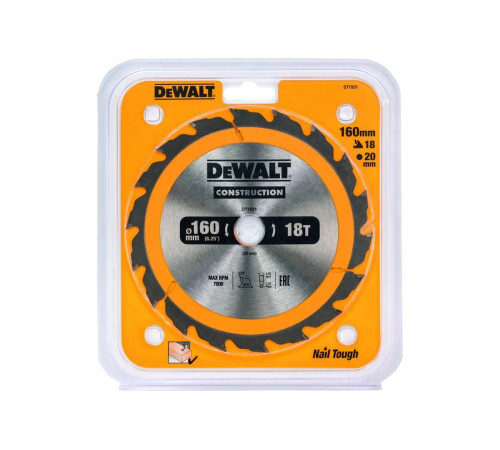Пильный диск DEWALT CONSTRUCTION DT1931, 160/20 мм, 18Z DT1931-QZ
