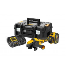 Аккумуляторная угловая шлифмашина DEWALT DCG409T1, 18/54 В, 125 мм, 9000 об/мин, с АКБ 6 Ач и ЗУ, в кейсе TSTAK DCG409T1-QW