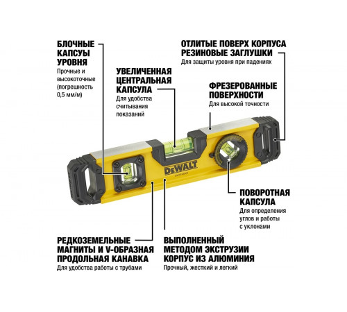 Уровень DEWALT ТОРПЕДО 25см DWHT0-43003
