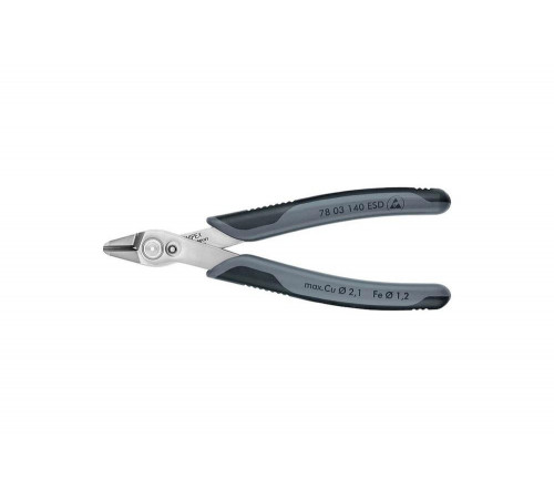 Прецизионные бокорезы KNIPEX Electronic Super Knips XL ESD, без фаски, L-140 мм, INOX KN-7803140ESD Прецизионные бокорезы KNIPEX Electronic Super Knips XL ESD, без фаски, L-140 мм, INOX KN-7803140ESD