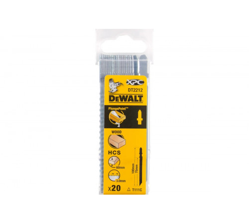 Пилки по дереву HCS (100х75 мм, шаг 3.1, пропил 60 мм, T111C, 20 шт.) DEWALT DT2212