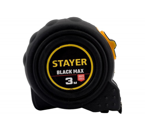 Рулетка Stayer BlackMax 3м / 16мм в ударостойком полностью обрезиненном корпусе и двумя фиксаторами 3410-03_z02 Рулетка Stayer BlackMax 3м / 16мм в ударостойком полностью обрезиненном корпусе и двумя фиксаторами 3410-03_z02
