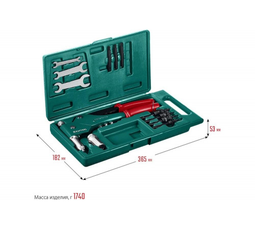 Поворотный заклепочник KRAFTOOL Combo3-M6 360°, комбинированный, в кейсе, 3 вида заклёпок Поворотный заклепочник KRAFTOOL Combo3-M6 360°, комбинированный, в кейсе, 3 вида заклёпок