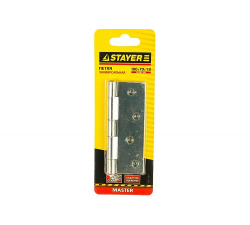 STAYER 100 x 70 x 1.8 мм, 1 шт., белый цинк, петля универсальная 37611-100-1 Master STAYER 100 x 70 x 1.8 мм, 1 шт., белый цинк, петля универсальная 37611-100-1 Master