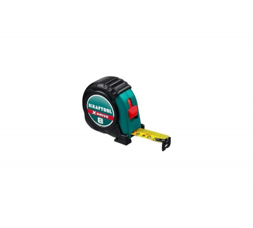 KRAFTOOL 8 м х 25 мм, ударостойкий обрезиненный корпус, рулетка X-Drive 34122-08_z02