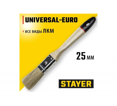 Плоская кисть STAYER UNIVERSAL-EURO 0.021, 205мм, 25мм, 10мм, Арт. 0102-025