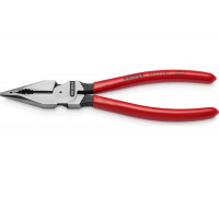 Комбинированные остроконечные плоскогубцы KNIPEX с удлинёнными губками, длина 185 мм, обливные ручки SB KN-0821185SB