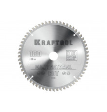 Диск пильный по алюминию KRAFTOOL Multi material 180x30 мм, 60Т 36953-180-30