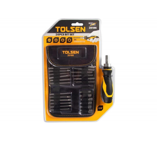 Набор вставок (бит) TOLSEN 1/4", PH, PZ, Torx, Slotted, 26 предметов TT20186