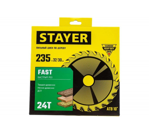 Диск пильный по дереву Быстрый рез (235x32/30 мм; 24T) Stayer 3680-235-32-24_z01 Диск пильный по дереву Быстрый рез (235x32/30 мм; 24T) Stayer 3680-235-32-24_z01
