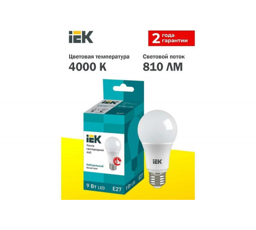LED лампа IEK LLE-A60-9-230-40-E27 LED лампа IEK LLE-A60-9-230-40-E27