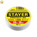 STAYER 19 мм, 20 м, цвет белый, изолента ПВХ на карточке Protect-20 12292-W