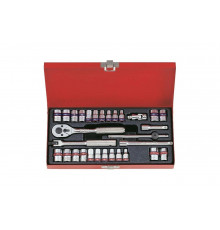 Набор шестигранных торцевых головок с принадлежностями 1/4", 4-12мм, 5/32"-1/2", 30шт KING TONY 2530CR