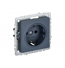 1-местная розетка IEK Brite рс11-1-0-брм с заземлением, без защитных шторок, 16А, маренго BR-R11-16-K35