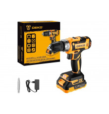 Аккумуляторная дрель-шуруповерт DEKO DKCD20FU-Li, 20 В, 1x2.0 Ач, зарядное устройство (2024) 063-4149