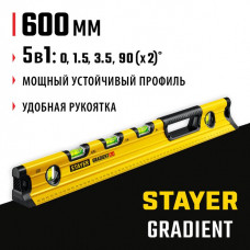 STAYER 600 мм, 5 глазков, уровень градиентный 5 в 1 GRADIENT 34730-060_z02