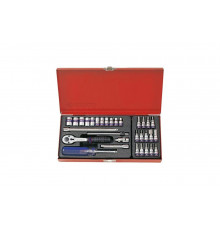 Набор шестигранных торцевых головок с принадлежностями 1/4", 4-13мм, 31шт KING TONY 2531MR