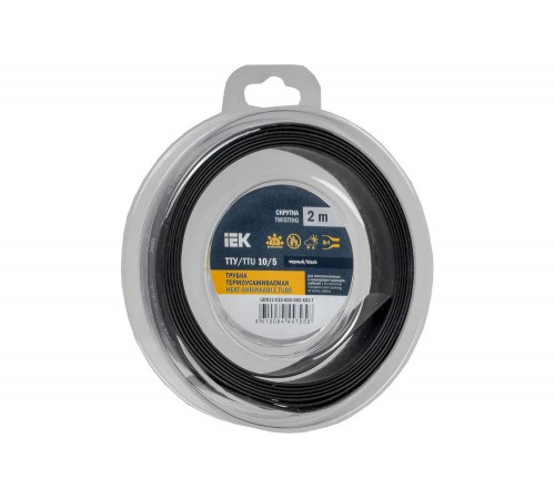 Термоусадочная трубка IEK ТТУ нг-ls 10/5 черная (2м/упак) UDR12-010-005-002-K02-T