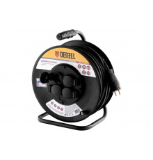 Силовой удлинитель на стальной катушке DENZEL КГ 3х2,5 мм, 20м 95989