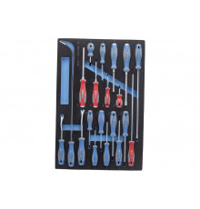 Набор отверток, съемник клипс и гибкий магнит KING TONY ложемент, 20 предметов 9-31920MRV