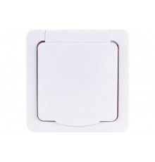 Одноместная розетка IEK с заземляющим контактом, с крышкой, для открытой установки РСб20-3-ГПБб IP54 ERMP12-K01-16-54-EC