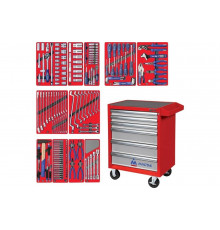 Набор инструментов в красной тележке МАСТАК МАСТЕР 205 предметов 52-06205R