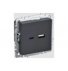 Розетка USB IEK Brite a+c 18вт рю11-1-брг графит BR-U22-018-K53