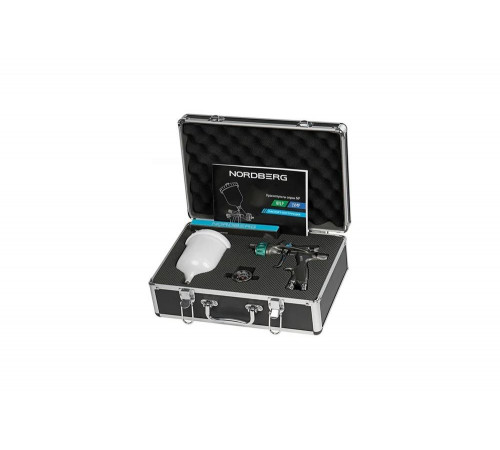Краскопульт HVLP с верхним баком NORDBERG сопло 1.3 мм, алюминиевый кейс NP7015