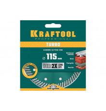 Диск алмазный отрезной турбо по бетону и кирпичу KRAFTOOL Turbo 115х22 мм 36682-115