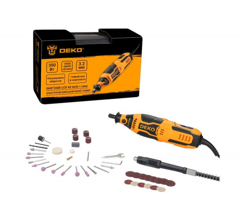 Электрический цифровой гравер DEKO  DKRT350E-LCD 43 tools