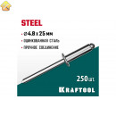 KRAFTOOL 4.8 х 25 мм, 250 шт., стальные заклепки Steel 311703-48-25