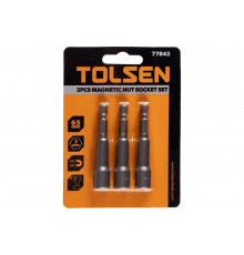 Набор головок шестигранных магнитных для шуруповерта 7х65 мм, 1/4", 3 предмета TOLSEN TT77842