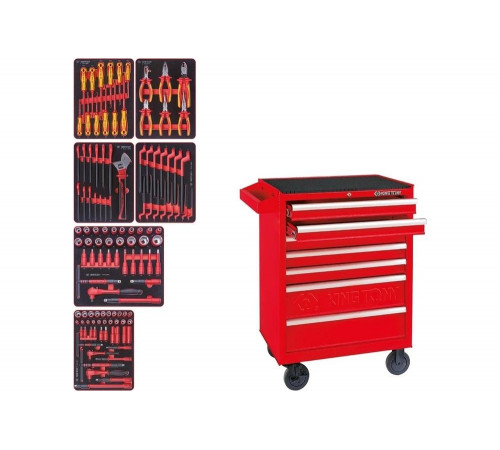 Набор инструментов KING TONY "HIGH VOLTAGE" в красной тележке, 117 предметов 934-117MRVE