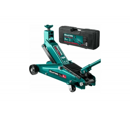 KRAFTOOL 3 т, 190-530 мм, с высоким подъемом в кейсе, подкатной домкрат 43458-3-K