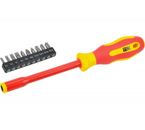 Диэлектрическая отвертка IEK Arma2l 5 с набором бит т2 11 шт. A2L5-SC30-T2-N1-11