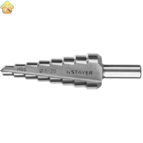 STAYER 6-20 мм, 8 ступеней, HSS, сверло ступенчатое 29660-6-20-8 Master