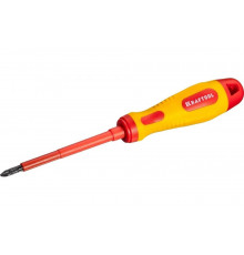 Отвертка KRAFTOOL высоковольтная, Cr-Mo-V стержень, двухкомп. маслобензостойкая рукоятка, PH №2, 100мм 250084-2-100